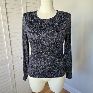 Hang Ten‎ Black Floral UPF 50+ Rash Guard Top Size M Surf Swim Coastal Beach